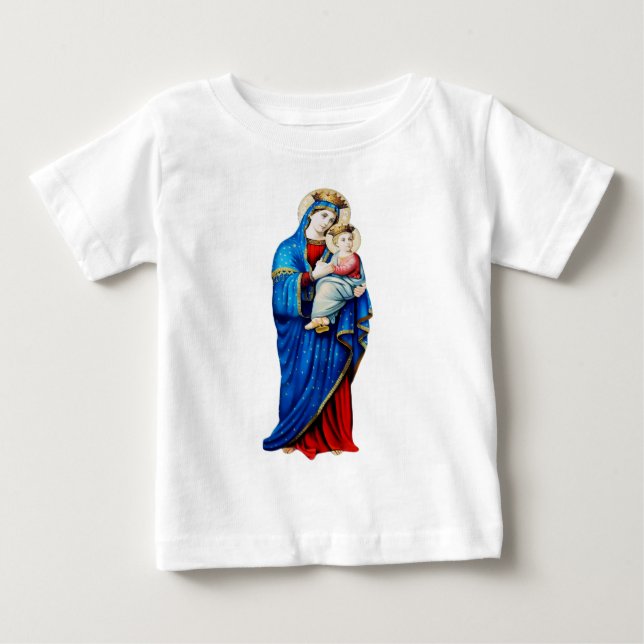 Camiseta Virgem Maria com Jesus Bebê (Frente)