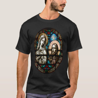 Camiseta Virgem Maria e Jesus Desenho de Vitral