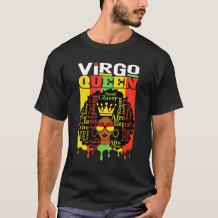 Camiseta Virgem Rainha Zodiac Estilo Afro Cabelo Abençoado 