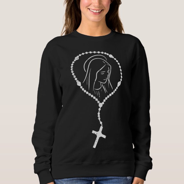 Camiseta Virgem Rosária Maria Deus Jesus fé fé fé religioso (Frente)