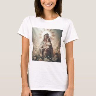 Camiseta Virgen y Niño: Amor Divino en Serenidad Celestial