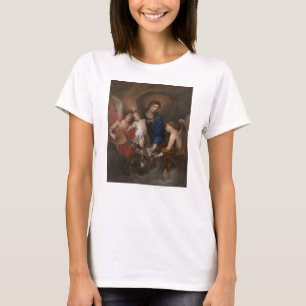 Camiseta Virgin e criança com anjos do fazer da música