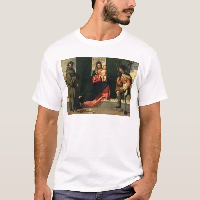 Camiseta Virgin e criança com o St Anthony de Pádua (Frente)