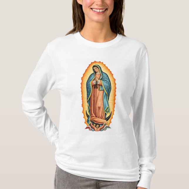 Camiseta Virgin of Guadalupe Women's Long Sleeve Tee Shirt (Frente)