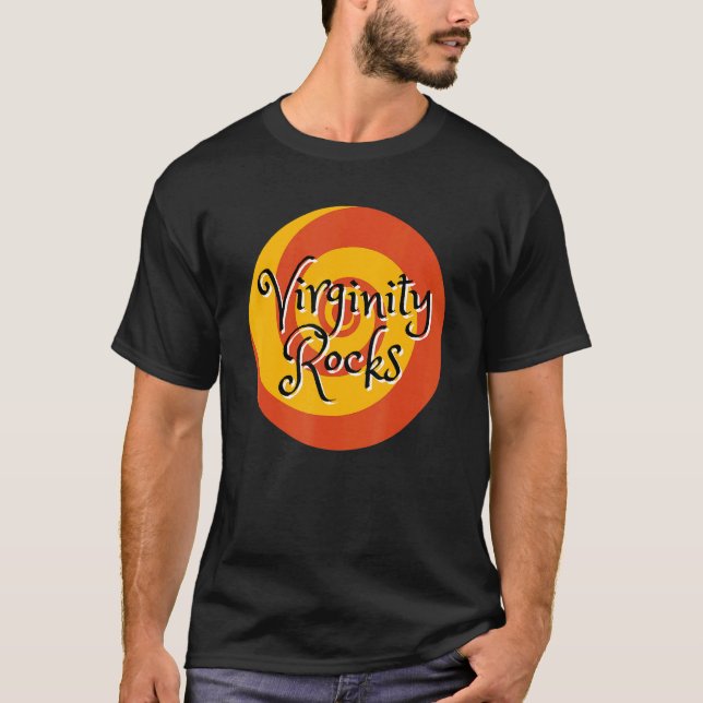 Camiseta Virgindade De Rock E Roll Pratica Crença E Fé (Frente)