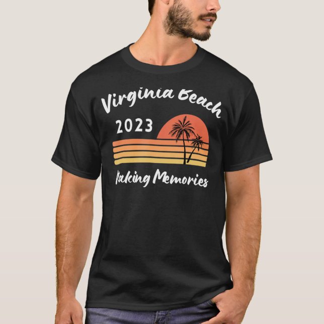 Camiseta Virginia Beach 2023 Trip Fazer Memories Retro Sun (Frente)