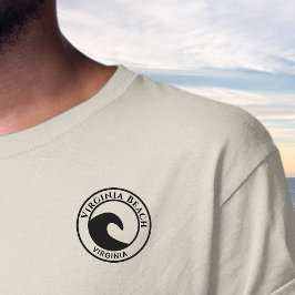 Camiseta Virginia Beach Black Ocean Wave Circle Design