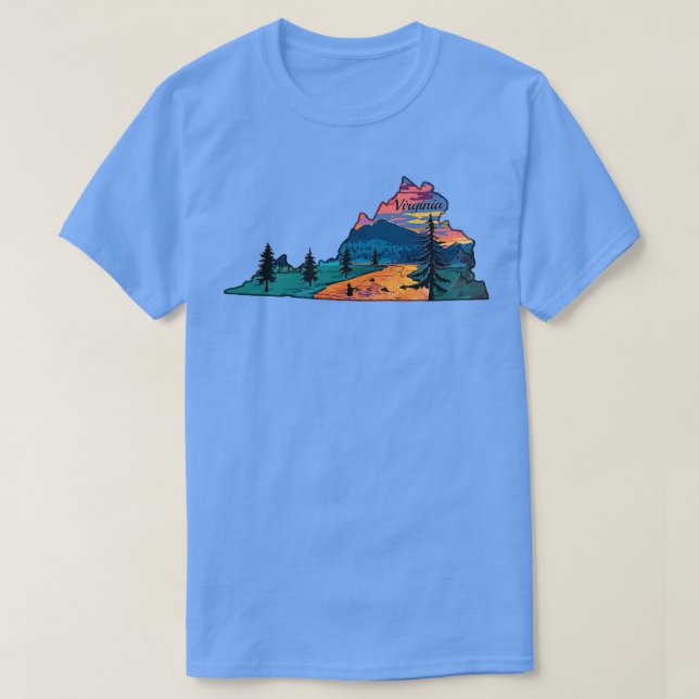 Camiseta Virginia Fly State River Sunset por TeeCrea (Frente do Design)