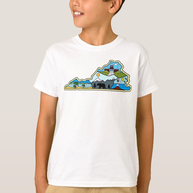 Camiseta Virginia Map Chesapeake Charlottesville Lynchburg (Frente)