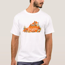 Camiseta Virgínia O Estado do Velho Domínio Arte de Mapa An