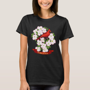 Camiseta Virginia State Cardinal Bird e Dogwood Flower