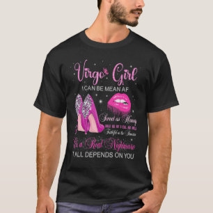 Camiseta Virgo Girl Birthday High Heels Driblando Lábios Zo