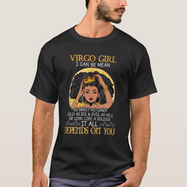 Camiseta Virgo Girls Black Queen August Aniversário (Frente)