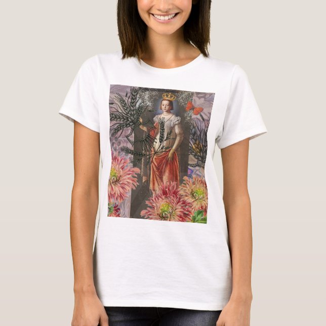 Camiseta Virgo Mulher Retrato Antiquado Rico Colorido (Frente)