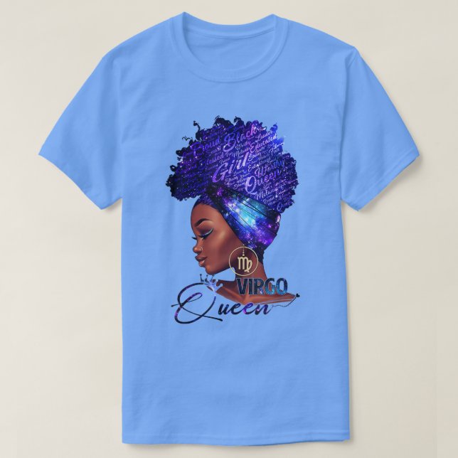 Camiseta Virgo Queen Afro Melanin Girl Birthday Gift For Bl (Frente do Design)