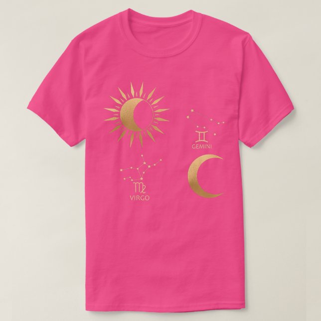 Camiseta Virgo Sun-Gemini Moon Zodiac   (Frente do Design)