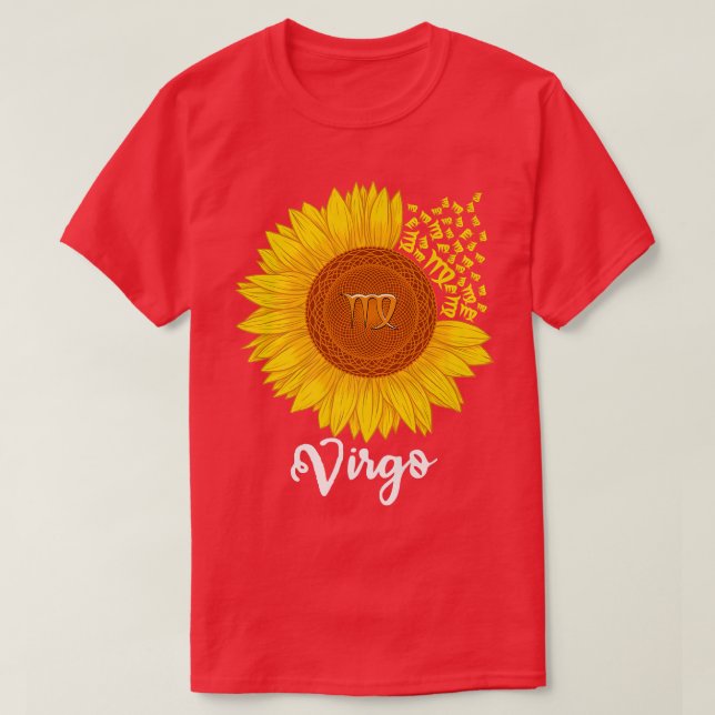 Camiseta Virgo Sunflower Zodiac Sinal Astrologia Floral Mul (Frente do Design)