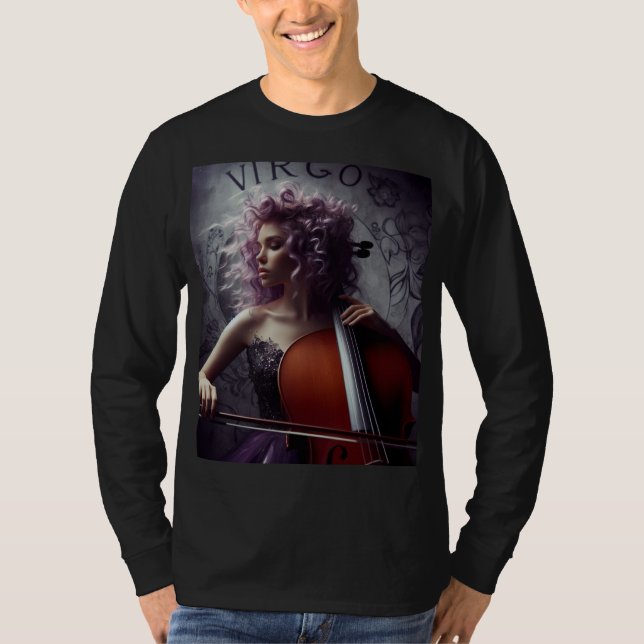 Camiseta Virgo Zodiat Músico Cello (Frente)