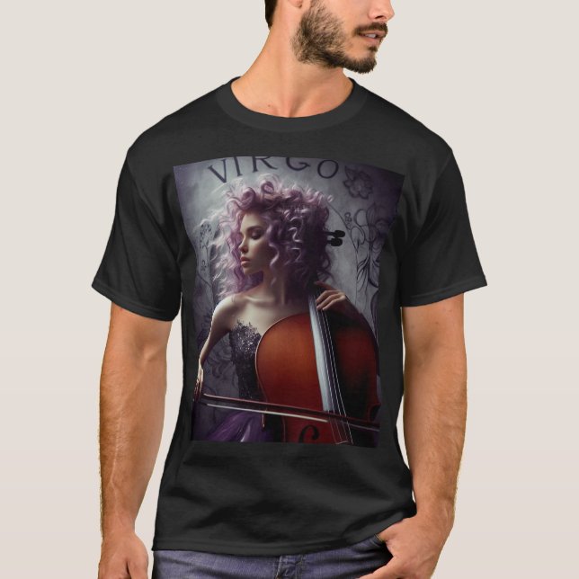 Camiseta Virgo Zodiat Músico Cello (Frente)