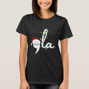 Camiseta Vírgula La 2024 Engraçado Natal Lady Cat Xmas