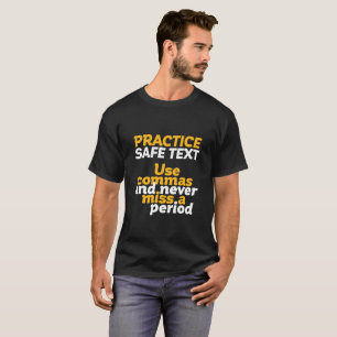 Camiseta Vírgula segura do uso do texto da prática