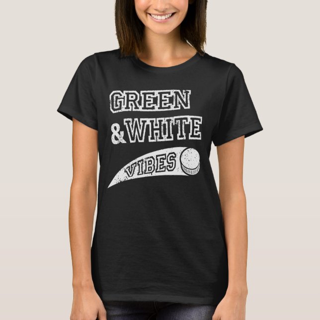 Camiseta Vírgula Verde e Branco da Equipe de Hockey (Frente)