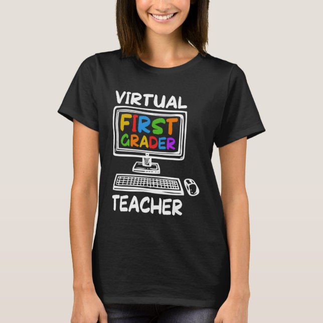 Camiseta Virtual 1st Grade Teacher Distance Learning Back t (Frente)