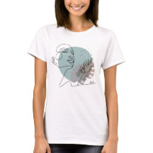 Visage d'une femme dessiné aux traits. Minimaliste