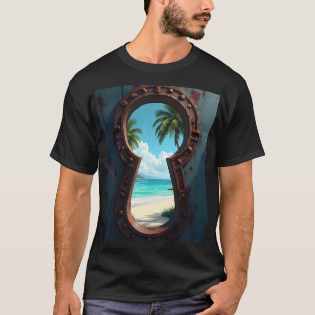 Camiseta Visão de buraco de fechadura do paraíso (Frente)