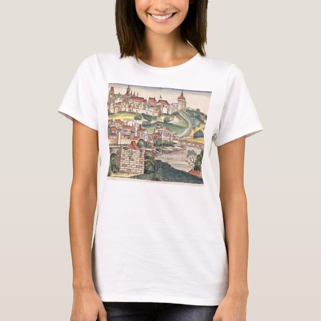 Camiseta Visão de Pássaro de Praga, a partir da placa de Nu (Frente)