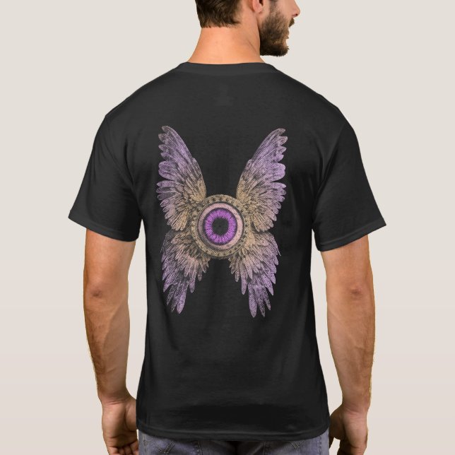 Camiseta Visão Divina Surreal - Olho Celestial e Ala (Verso)