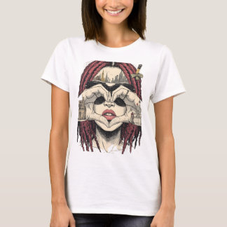 Camiseta Visão do Coração Urbano: Dreadlocks Rosa, Silhueta
