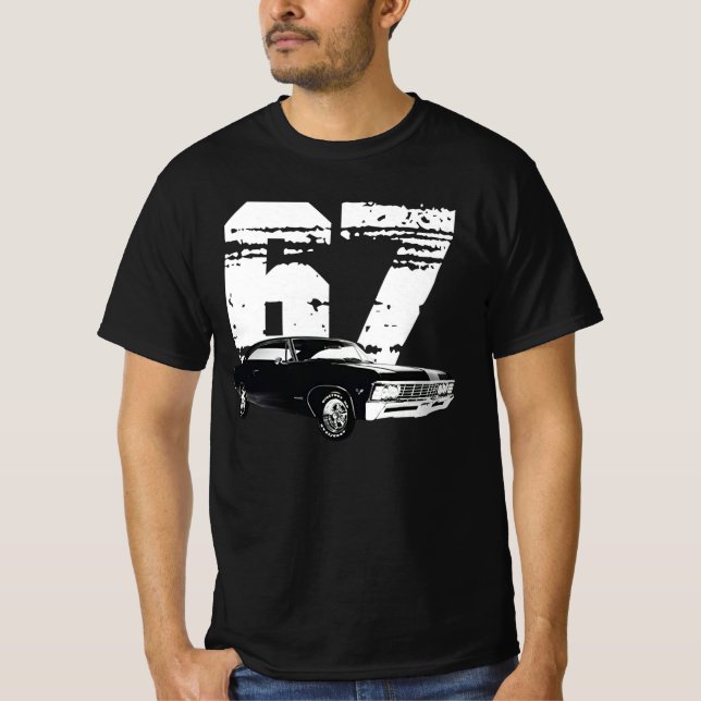 Camiseta Visão frontal de Chevy Impala 1967 (Frente)