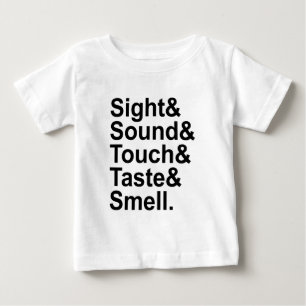 Camiseta Visão Som Toque Paladar Olfato   Cinco Sentidos