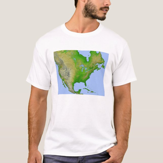 Camiseta Visão topográfica da América do Norte (Frente)