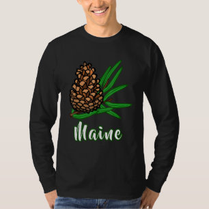 Camiseta Visita Distante Férias Maine Pinecone Pine Tree