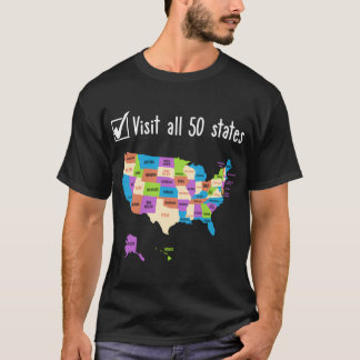 Camiseta Visitado O Viagem De Mapa Dos Eua Dos 50 Estados