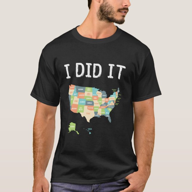 Camiseta Visitado Todos Os 50 Estados Usa Map For Viagem (Frente)