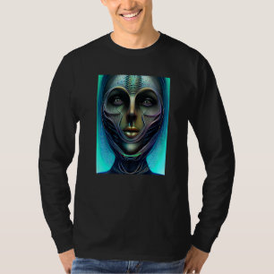Camiseta Visitante Ciborgue Alien Feminina de um Verde Orgâ