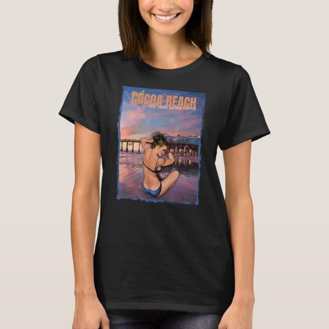 Camiseta Visite A Capital De Surfe Da E De Cocoa Beach, Flo (Frente)