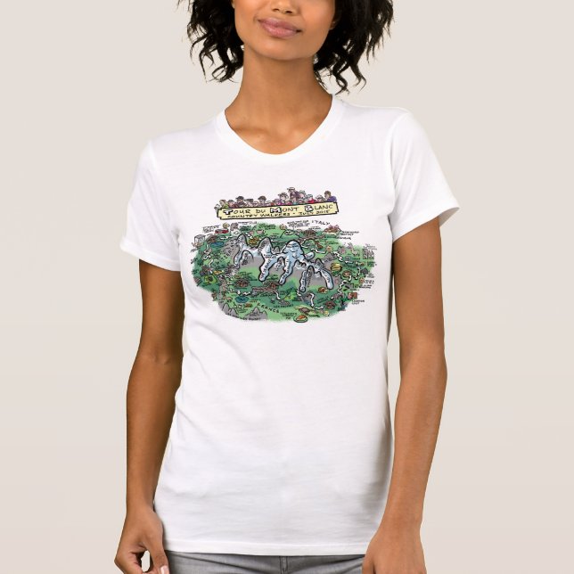 Camiseta Visite o mapa dos desenhos animados do du Mont (Frente)