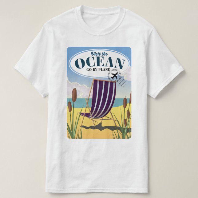 Camiseta Visite o Oceano "Vá de avião" (Frente do Design)