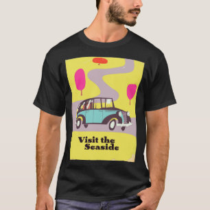 Camiseta Visite o poster do carro vintage do beira-mar
