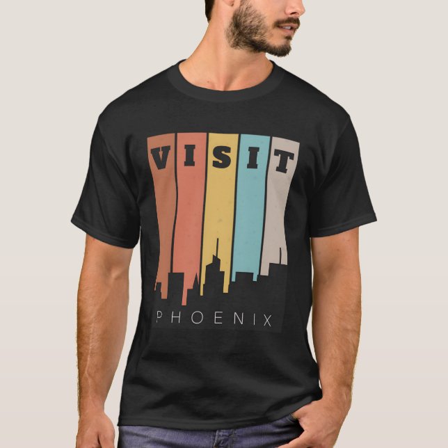 Camiseta Visite Phoenix O Vale Do Sol Skyline Retro (Frente)