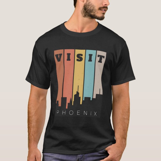 Camiseta Visite Phoenix O Vale Do Sol Skyline Retro (Frente)