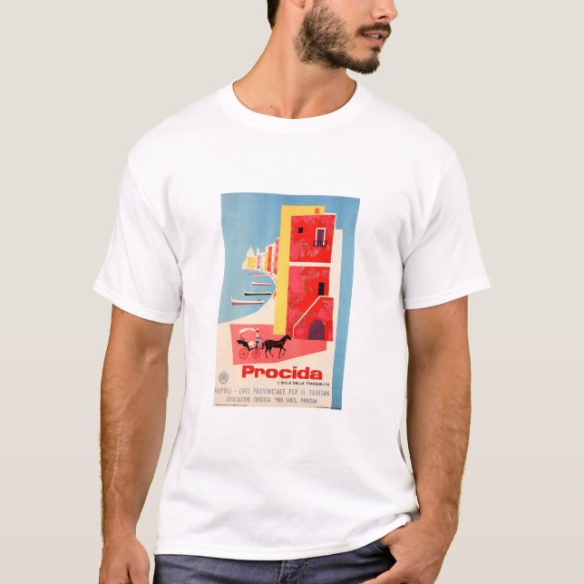 Camiseta Visite PROCIDA Nápoles Costa Sul ITÁLIA Viagem (Frente)