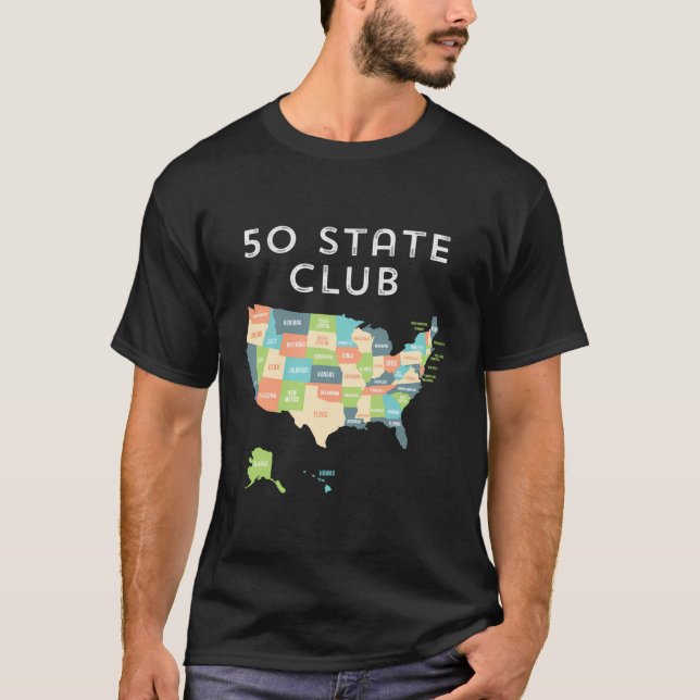 Camiseta Visite Todos Os 50 Estados Camiseiros Usa Mapa De  (Frente)