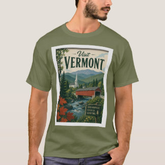 Camiseta Visite Vermont Travel Vintage
