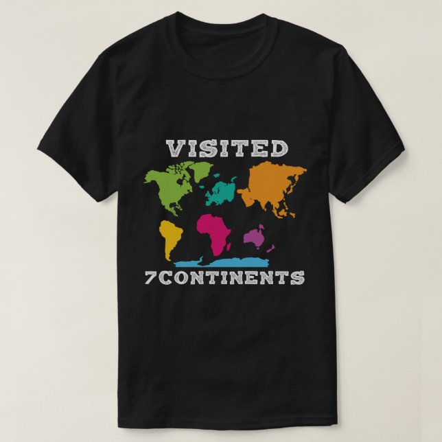 Camiseta Visitou 7 Continentes Mapa Mundial Colorido Explor (Frente do Design)