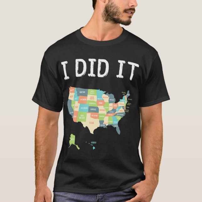 Camiseta Visitou o presente de 50 estados, presente de mapa (Frente)